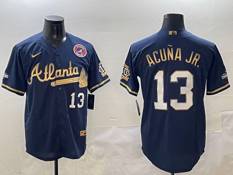 Men Atlanta Braves #13 Acuna jr Black Gold Game 2025 Nike MLB Jersey style 1